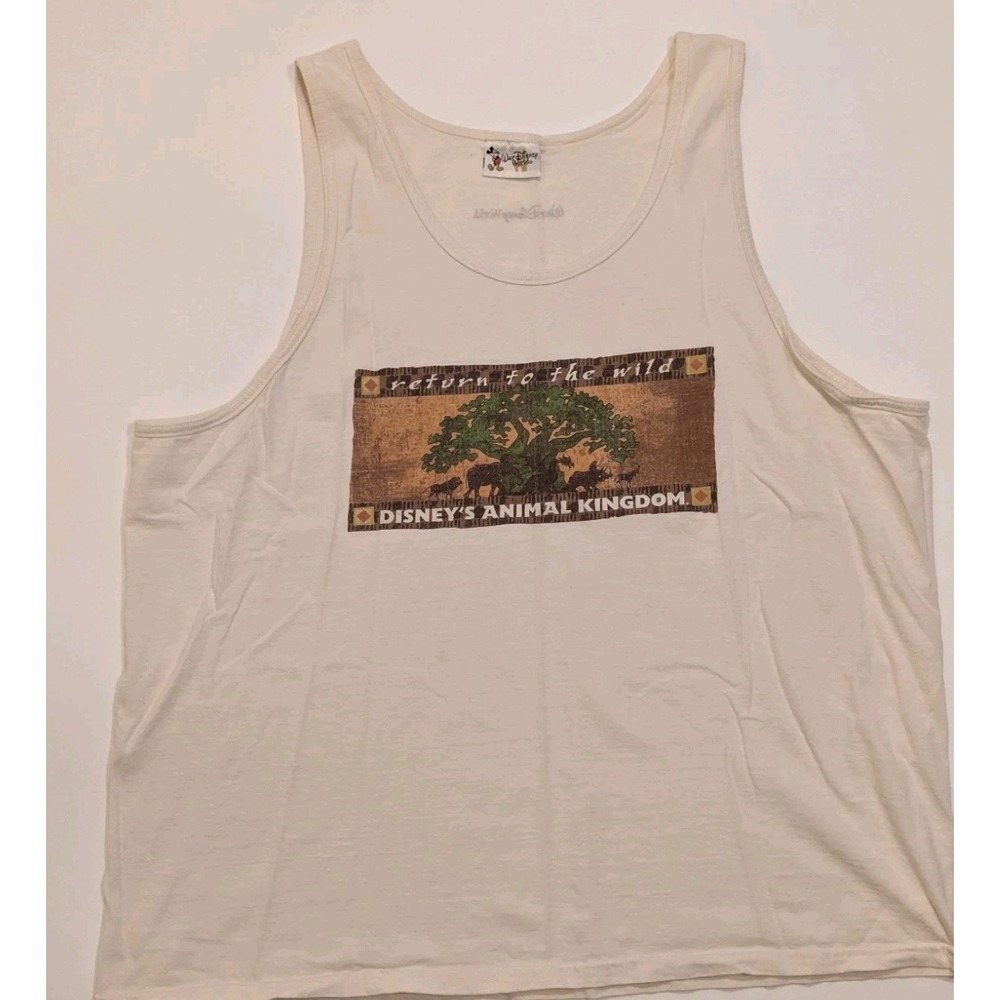 Walt Disney World Vintage Animal Kingdom Graphic Tank Top XXL Cream